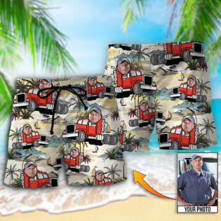 Truck Driver Tropical Beach Custom Photo - Beach Short - Owl Ohh - Owl Ohh