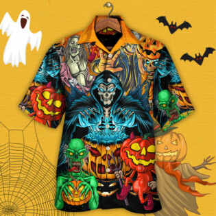 Halloween Scary Skull Pumpkin Horror Art Style - Hawaiian Shirt - Owl Ohh - Owl Ohh