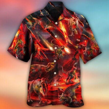 Dinosaur Meteorite Rain Cool Style - Hawaiian Shirt - Owl Ohh - Owl Ohh