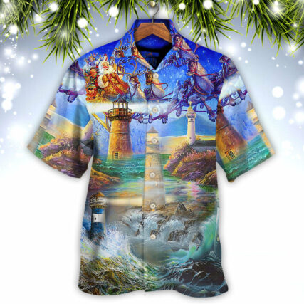 Lighthouse Christmas Shine Your Light In Storm And Darkness - Hawaiian Shirt - Owl Ohh - Owl Ohh
