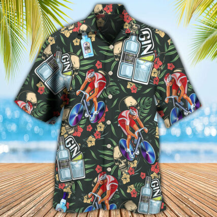Wine Gin I Like Cycling And Gin - Hawaiian Shirt - Owl Ohh - Owl Ohh
