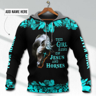 Horse This Girl Runs On Jesus And Horse Personalized - Hoodie - Owl Ohh - Owl Ohh