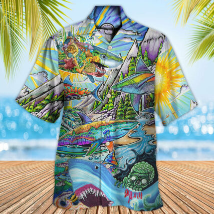 Hippie Shark Colorful Art Peace - Hawaiian Shirt - Owl Ohh - Owl Ohh