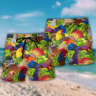 Chicken Family Lover Colorful - Beach Short - Owl Ohh - Owl Ohh