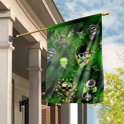Skull Let's Get High Green - House Flag - Owl Ohh - Owl Ohh