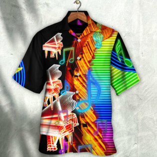Piano Music Neon Colorful - Hawaiian Shirt - Owl Ohh for men and women, kids - Owl Ohh