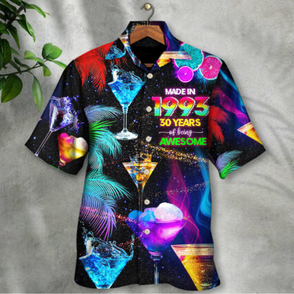 Cocktail Drinking Cocktail Made In 1993 30 Years Neon Style - Hawaiian Shirt - Owl Ohh for men and women, kids - Owl Ohh