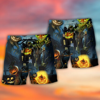 Halloween Pumpkin Scary Sky Night - Beach Short - Owl Ohh - Owl Ohh