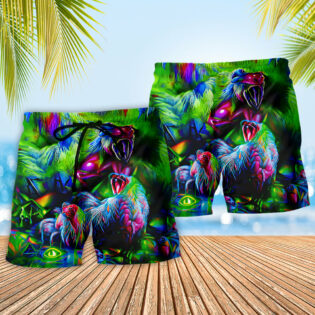 Chicken A Crowing Rooster Funny Neon - Beach Short - Owl Ohh - Owl Ohh