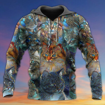 Cat Glass Art Colorful Cat Lover - Hoodie - Owl Ohh - Owl Ohh