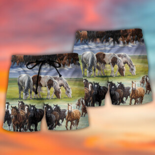 Horse Running Cool Painting Style - Beach Short - Owl Ohh - Owl Ohh