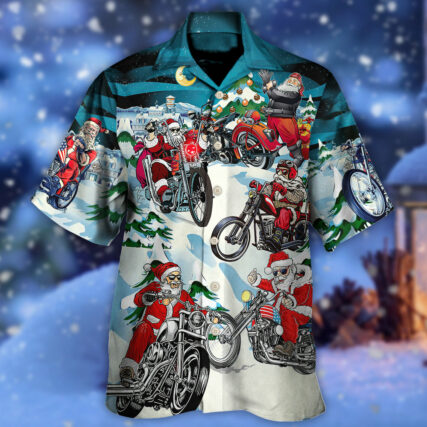 Christmas Santa Claus Driving Motorcycle - Hawaiian Shirt - Owl Ohh - Owl Ohh