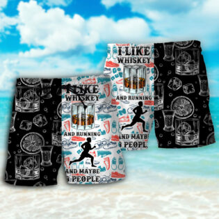 Wine Whiskey I Like Whiskey And Running - Beach Short - Owl Ohh - Owl Ohh