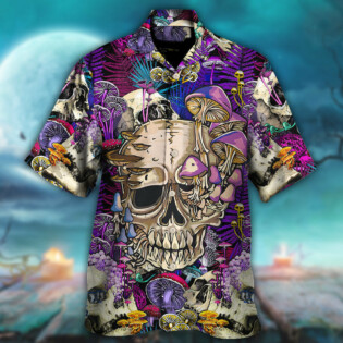 Mushroom Crazy Bright Magic Psychedelic Skull - Hawaiian Shirt - Owl Ohh - Owl Ohh