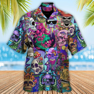 Hippie Mushroom And Skull Colorful Art - Hawaiian Shirt - Owl Ohh - Owl Ohh