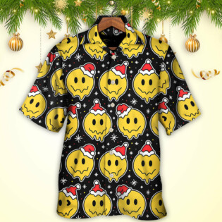 Christmas Smile Happy Face With Santa Hat - Hawaiian Shirt - Owl Ohh for men and women, kids - Owl Ohh