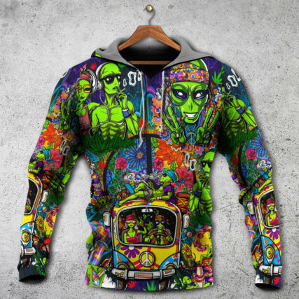 Hippie Space Alien Smoking Weed - Hoodie - Owl Ohh - Owl Ohh