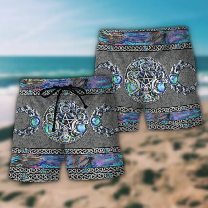 Wicca Mystery Spirit Triple Moon Witch - Beach Short - Owl Ohh - Owl Ohh