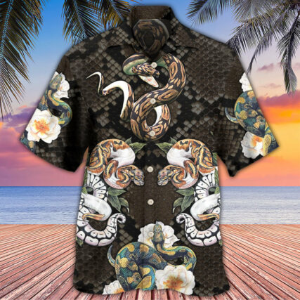 Snake Ball Python Flower Tropical - Hawaiian Shirt - Owl Ohh - Owl Ohh