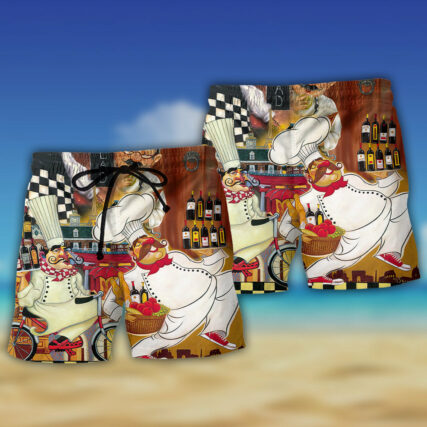 Chef Funny Cooking Vintage Dinner's Time - Beach Short - Owl Ohh - Owl Ohh