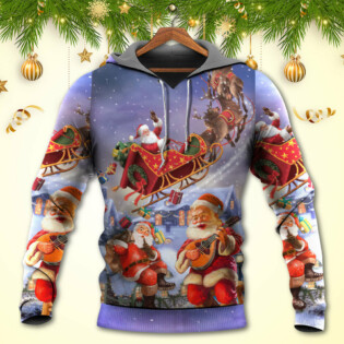 Christmas Santa Claus Funny Art Style - Hoodie - Owl Ohh - Owl Ohh