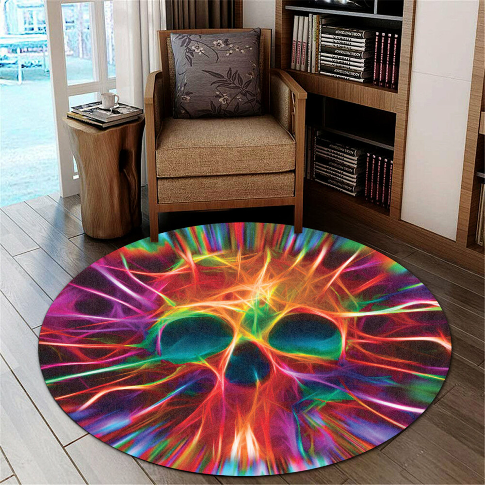 Skull Rainbow Color Love Cool Style - Round Mat - Owl Ohh - Owl Ohh