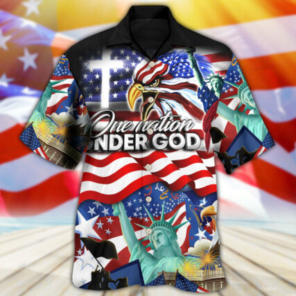 America Independence Day US One Nation Under God - Hawaiian Shirt - Owl Ohh - Owl Ohh
