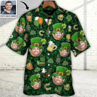 St Patricks Day Happy Coin Shamrock Lucky Custom Photo - Hawaiian Shirt - Personalized Photo Gifts for men and women, kids - Owl Ohh