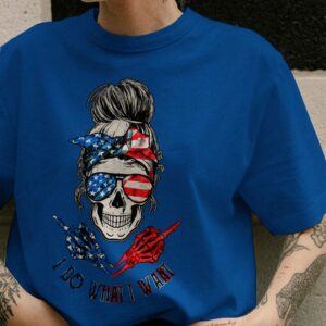 I DO WHAT I WANT AMERICAN MESSY BUN SKULL COTTON SHIRT - TLNO2811221
