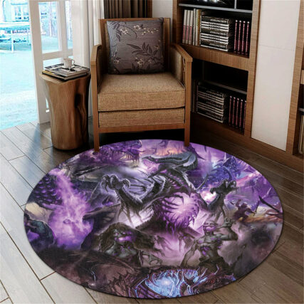 Skull Dragon Love Life Purple - Round Mat - Owl Ohh - Owl Ohh