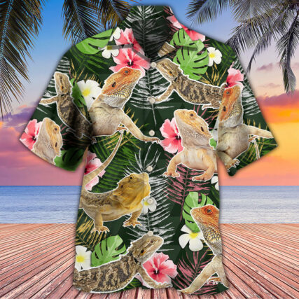 Bearded Dragon Tropical Leaf - Hawaiian Shirt - Owl Ohh - Owl Ohh