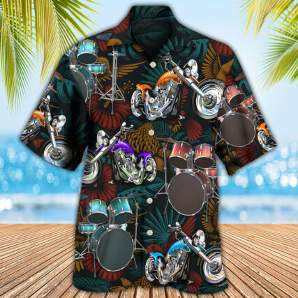 Drum I Like Drums And Motorcycles - Hawaiian Shirt - Owl Ohh - Owl Ohh