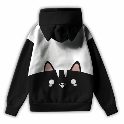 Cat Black And White Style - Ears Hoodie - Owl Ohh - Owl Ohh
