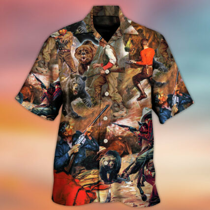 Hunting Bear Cow Boy Cool Art Style - Hawaiian Shirt - Owl Ohh - Owl Ohh
