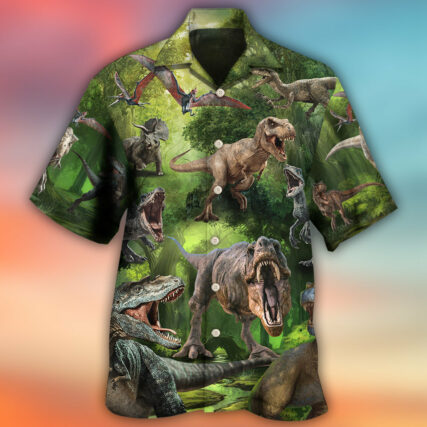 Dinosaur Cool In The Forest Style - Hawaiian Shirt - Owl Ohh - Owl Ohh