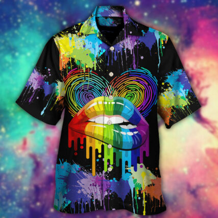 LGBT Lips The Color Of Happiness - Hawaiian Shirt - Owl Ohh - Owl Ohh