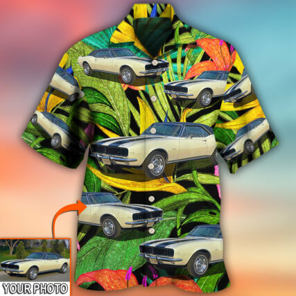 Car Camaro Car Classic Style Tropical Flower Custom Photo - Hawaiian Shirt - Owl Ohh - Owl Ohh