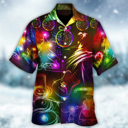 Christmas Dancing Santa Claus Tree Snowman Neon Light Style - Hawaiian Shirt - Owl Ohh - Owl Ohh