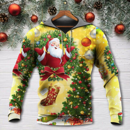 Christmas Tree Yellow Santa Claus - Hoodie - Owl Ohh - Owl Ohh