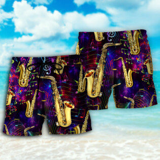Saxophone Music Neon Art - Beach Short - Owl Ohh - Owl Ohh
