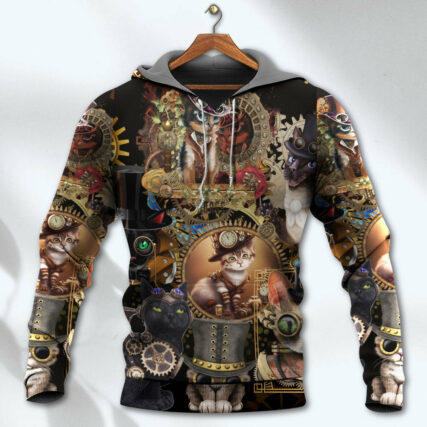 Cat Steampunk Art Keep Calm And Steampunk - Hoodie - Owl Ohh - Owl Ohh