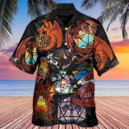 D20 And Fire Dragon Art - Hawaiian Shirt - Owl Ohh - Owl Ohh