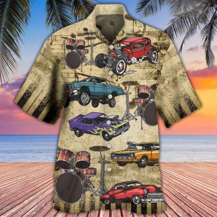 Car I Like Muscle Cars And Drums - Hawaiian Shirt - Owl Ohh - Owl Ohh