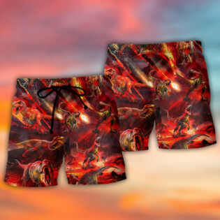 Dinosaur Meteorite Rain Cool Style - Beach Short - Owl Ohh - Owl Ohh