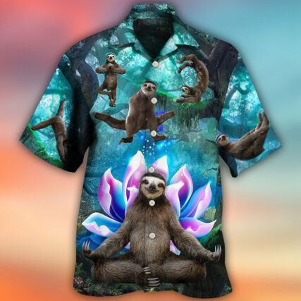 Sloth Yoga Pose On the Forest Lotus Flower - Hawaiian Shirt - Owl Ohh - Owl Ohh