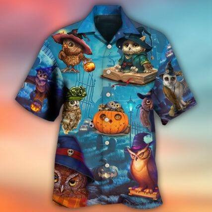 Halloween Owl Witch Sky Night - Hawaiian Shirt - Owl Ohh - Owl Ohh