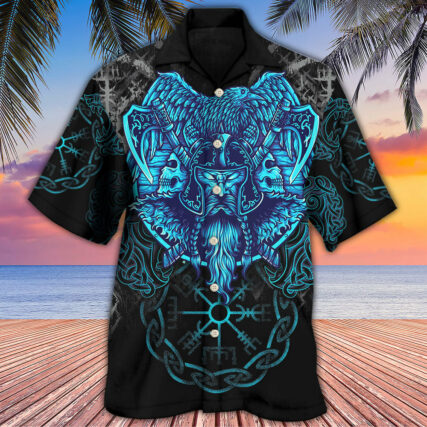 Viking King Blue Art - Hawaiian Shirt - Owl Ohh - Owl Ohh
