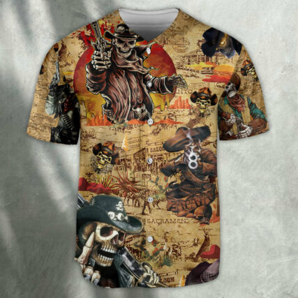 Pirate Cowboy Skull Love Life Vintage - Baseball Jersey - Owl Ohh