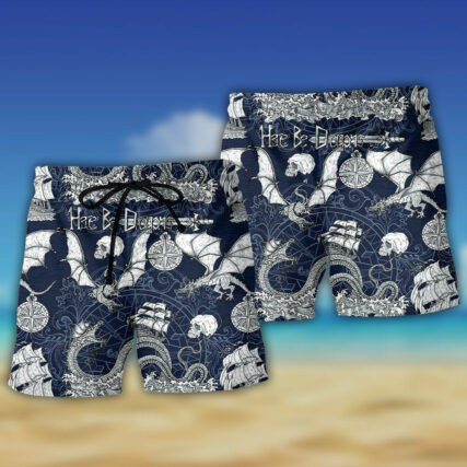 Dragon With Skull Old Ship Sea Life - Beach Short - Owl Ohh - Owl Ohh