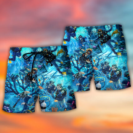 Diving Under The Sea Art Style - Beach Short - Owl Ohh - Owl Ohh